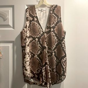 Olivaceous Snakeskin Print V Tank Top